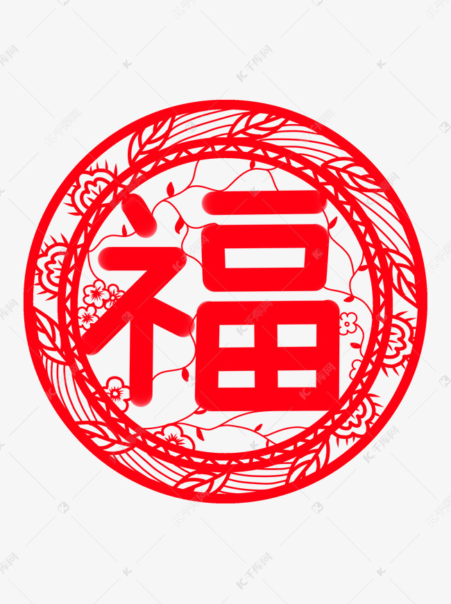 商用喜庆红色新年窗花剪纸创意福字装饰贴图素材图片免费下载-千库网