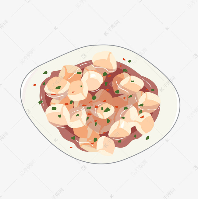 火锅食材鱼丸手绘插画