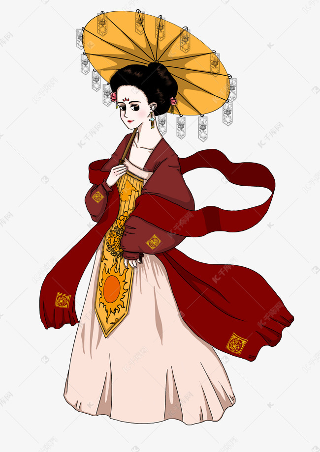中国风卡通手绘杨贵妃