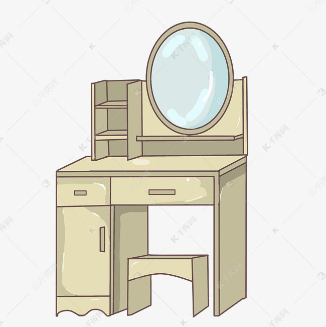 手绘梳妆柜家具插画