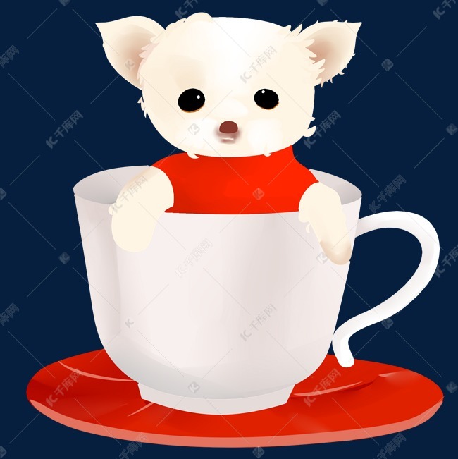 可爱的茶杯犬手绘插画素材2018-12-18发布,千库图片