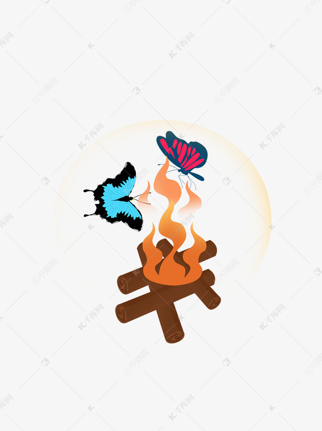 飞蛾扑火卡通手绘可商用元素