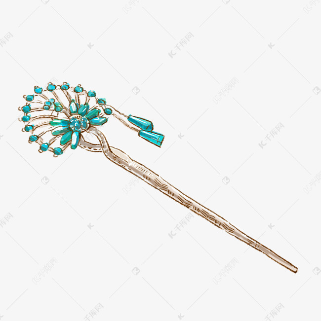 汉服古风手绘发钗png素材
