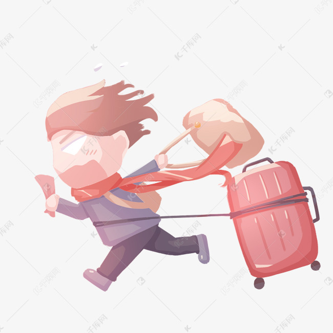2019农历新年狂奔赶车人物免扣png