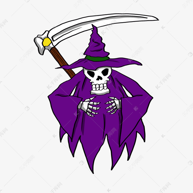 万圣节恐怖镰刀僵尸插画