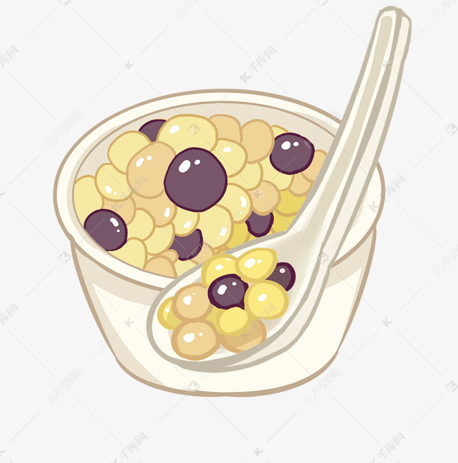 手绘芋圆美食插画