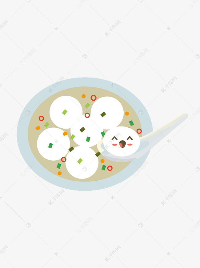 卡通手绘鱼丸矢量图