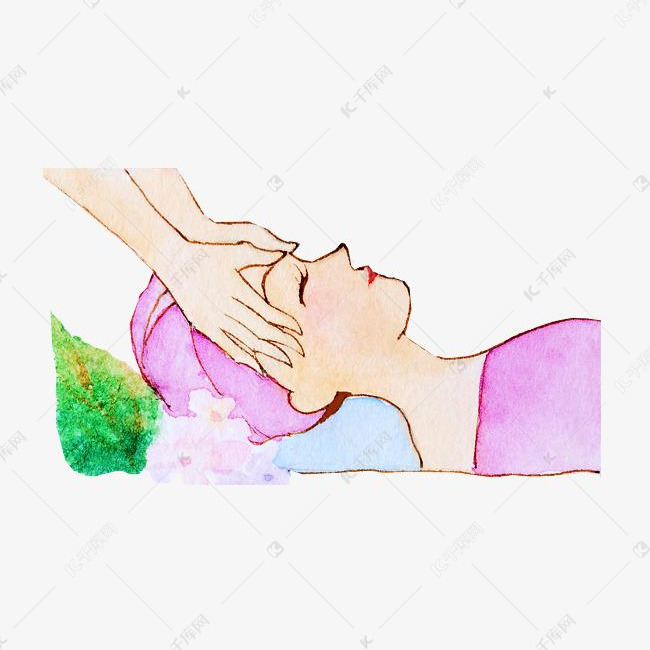 卡通手绘眼部按摩插画