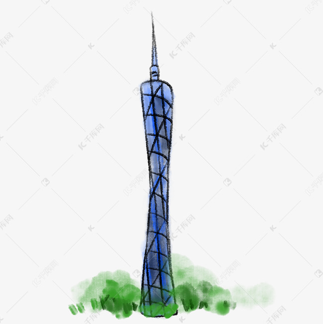 蓝色的水墨广州塔
