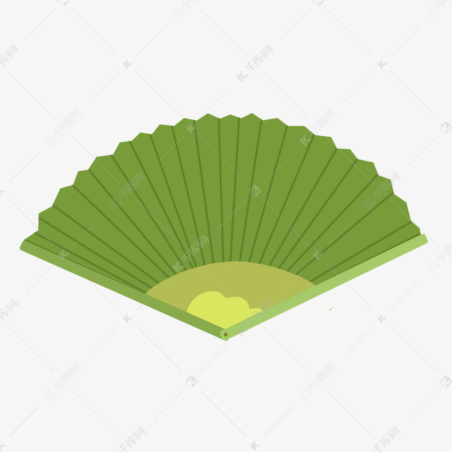 中国风绿色折扇插画