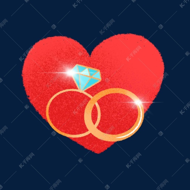 手绘可爱钻石对戒