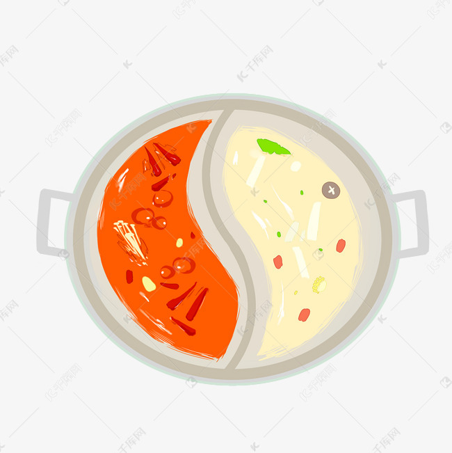 冬日美食鸳鸯火锅插画素材图片免费下载-千库网