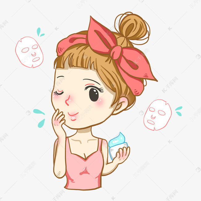 女生美容美发手绘插画