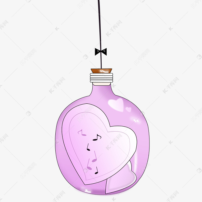 手绘充满少女心的少许愿瓶png图