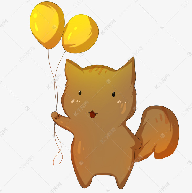 棕色小动物拿着气球插画