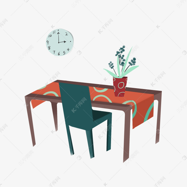 手绘棕色餐桌
