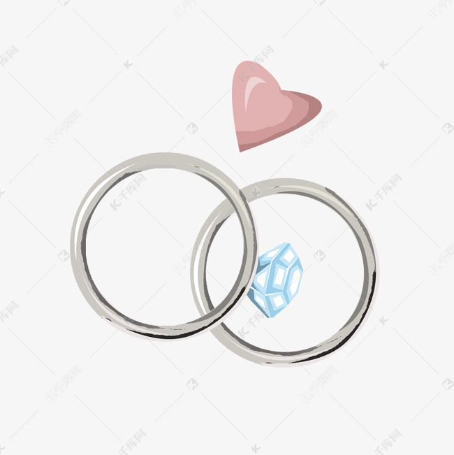 婚庆对戒手绘插画