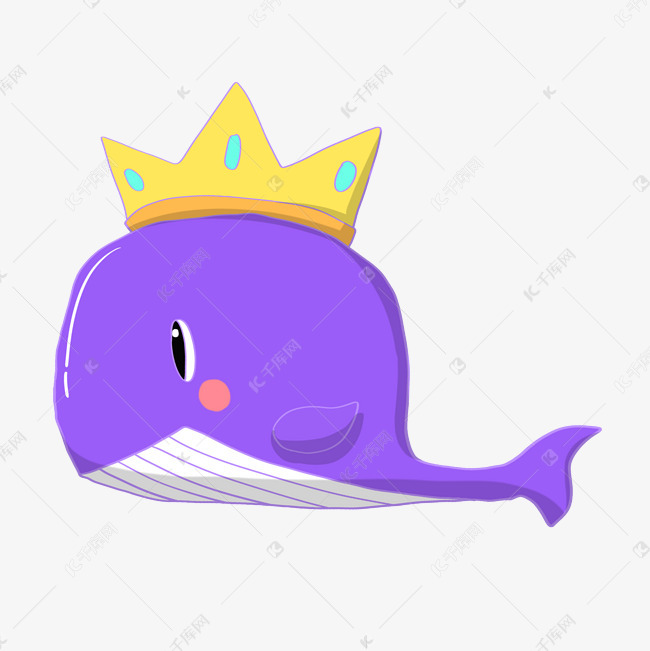 手绘紫色鲸鱼插画