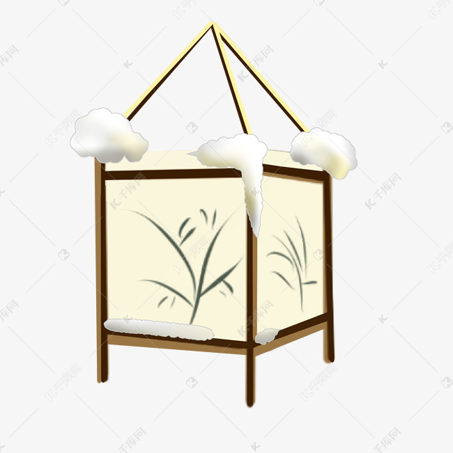 冬季主题剪纸灯笼手绘插画