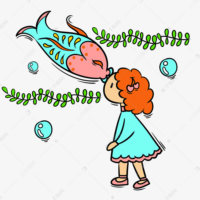 女孩和鱼的情侣头像图片