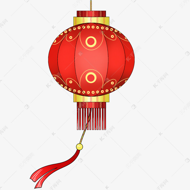 双层吊穗印花圆灯笼