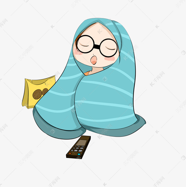 手绘披被子女孩