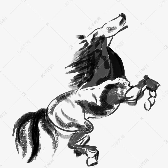 千里马水墨风插画素材图片免费下载-千库网