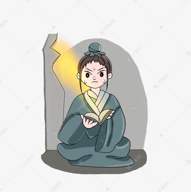凿壁偷光的小男孩