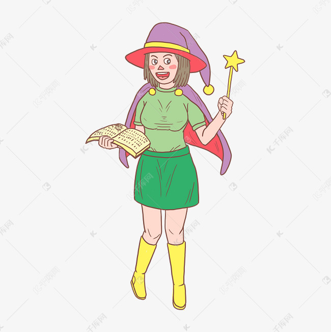 万圣节拿魔法书小巫女