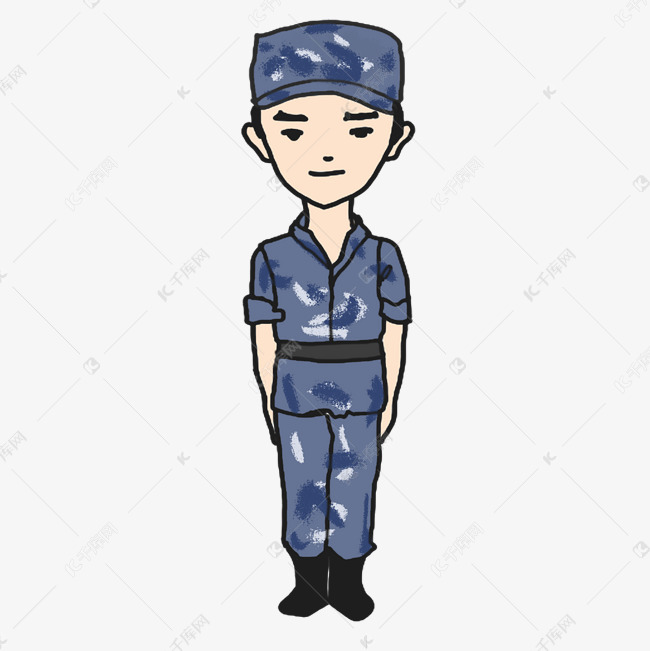迷彩服教官立正插画