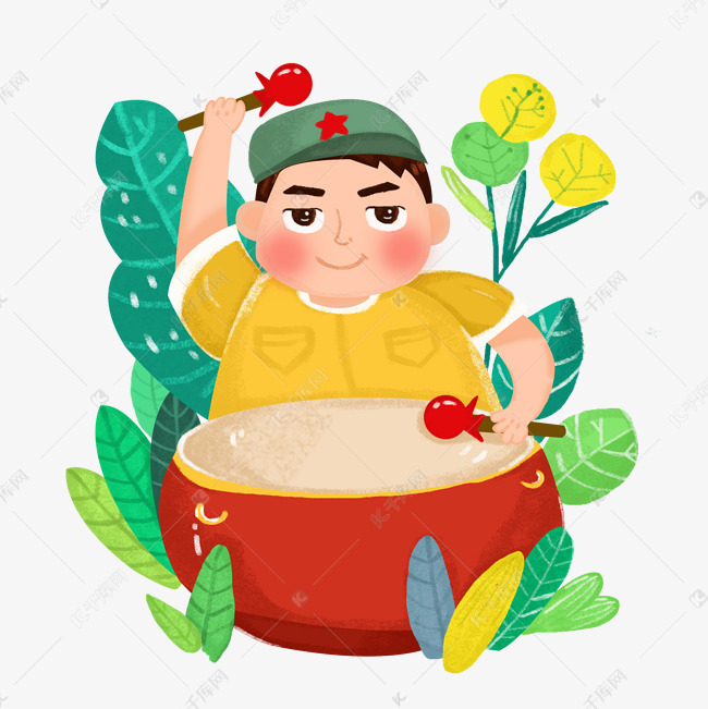 矢量国庆节打鼓庆祝男孩