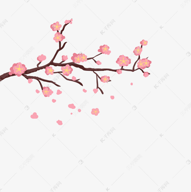 水墨国画桃花凋落