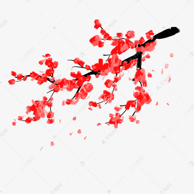 手绘冬季红梅插画