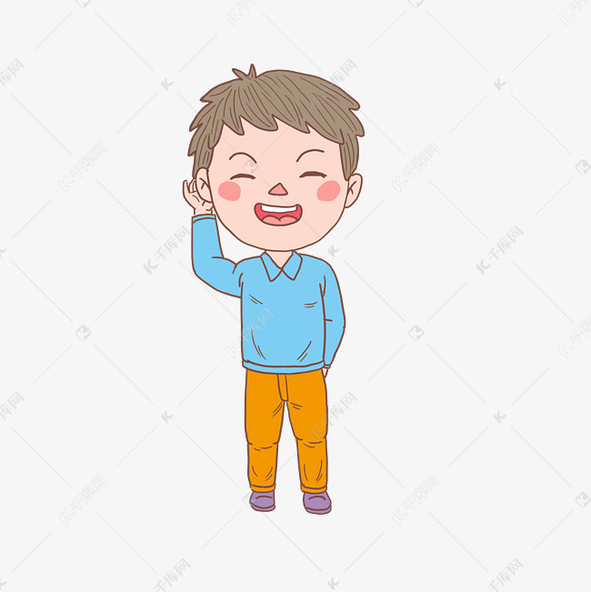手绘人物腼腆少年素材图片免费下载-千库网