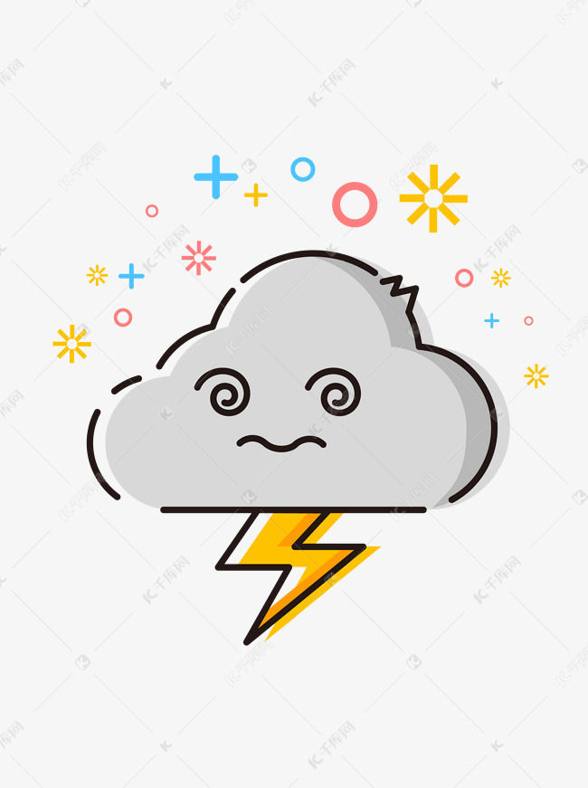 mbe天气卡通图标雷矢量元素