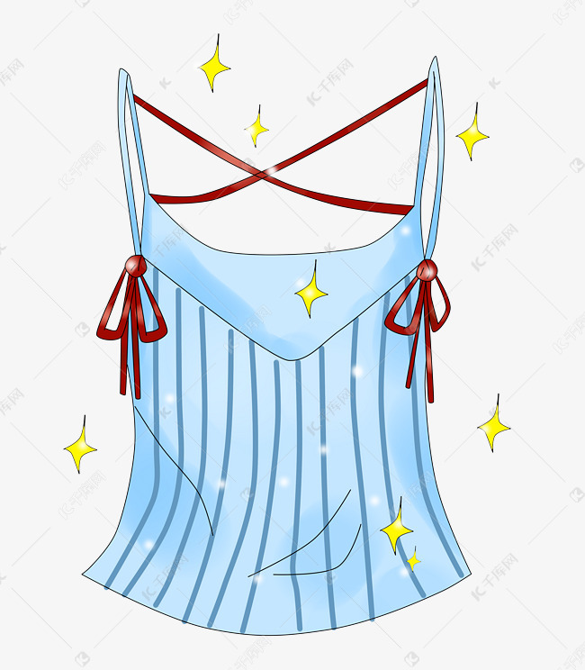 卡通手绘厚涂夏日小清新蝴蝶结吊带衫png素材图片免费下载-千库网