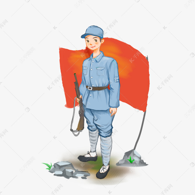 爱国教育国庆新四军红军八一小战士国庆png图素材图片免费下载-千库网