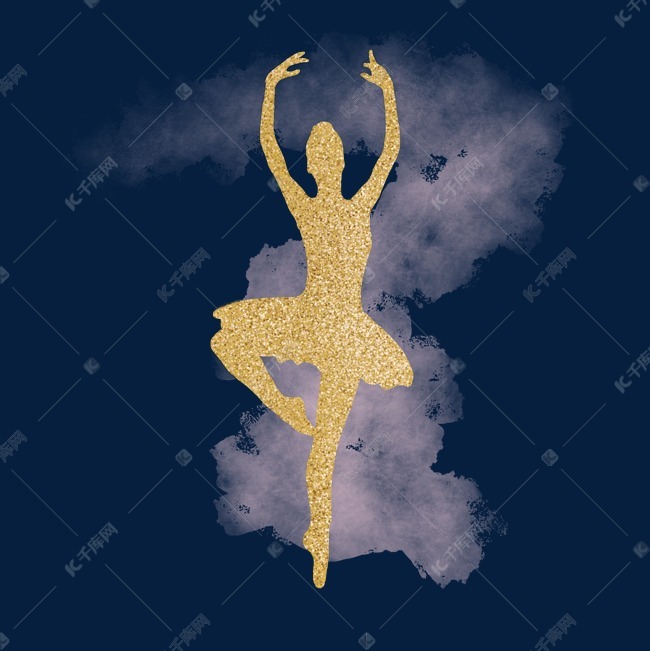 金色舞者剪影芭蕾舞扁平舞者元素