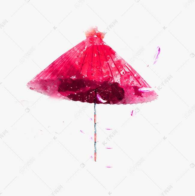 水彩油纸伞手绘插画