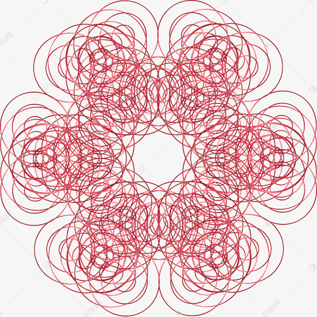 线性矢量图形混合花装饰图案