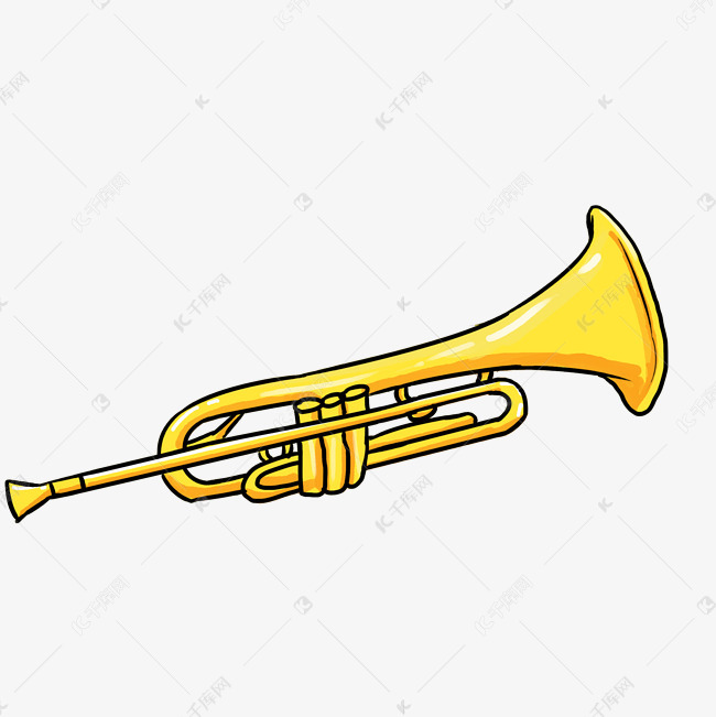 手绘金色小号插画