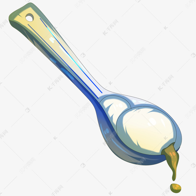 手绘勺子元宵插画
