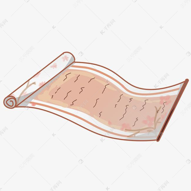 复古卷轴手绘插画