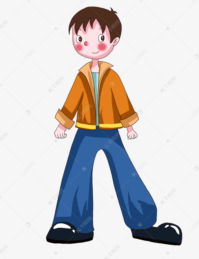 可爱卡通男生手绘漫画人物