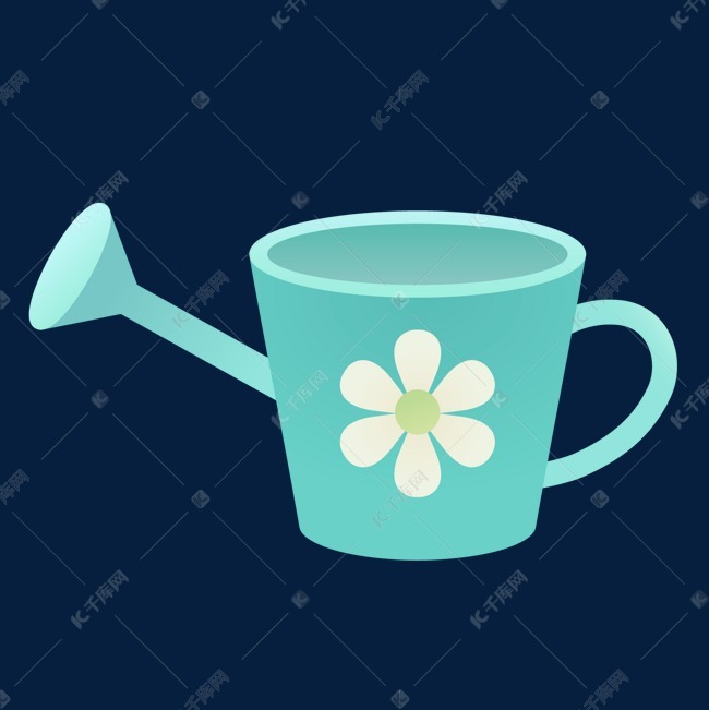 一个手绘的绿色洒水壶