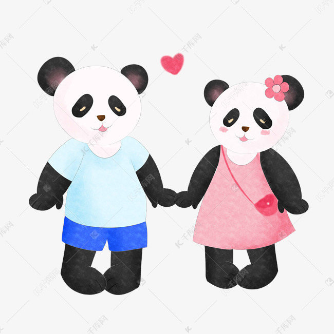 动物情人节熊猫插画