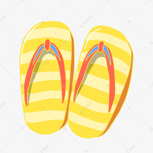 黄色的沙滩拖鞋插画
