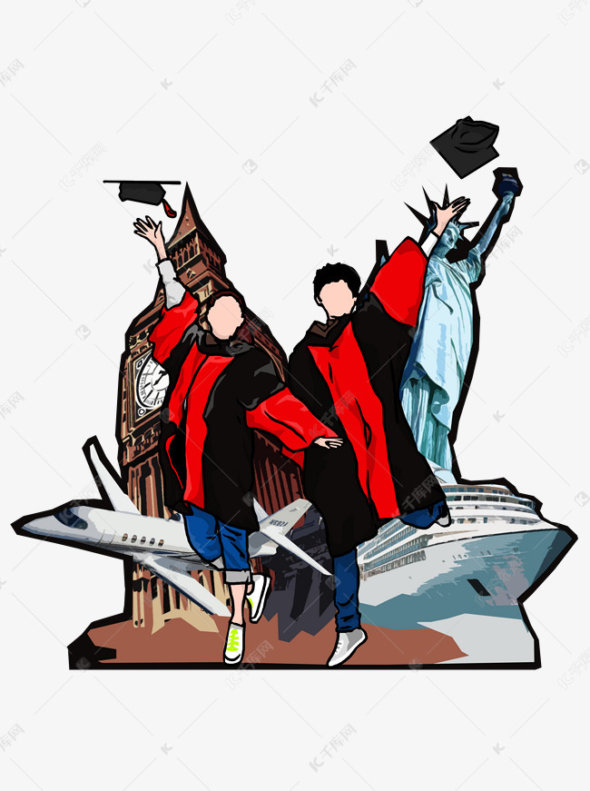 矢量大学生毕业旅行元素设计ps素材