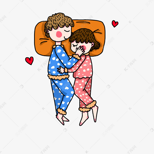 爱情睡觉的情侣插画