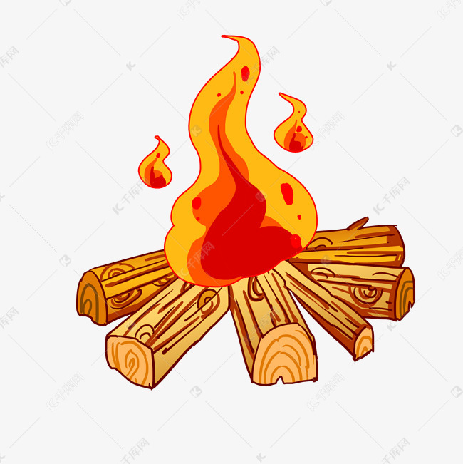 晚会篝火手绘插画